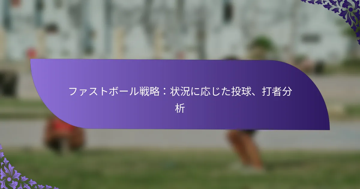 ファストボール戦略:状況に応じた投球、打者分析