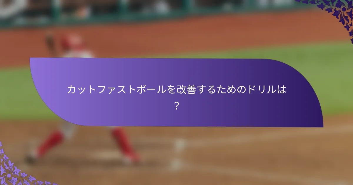 カットファストボールを改善するためのドリルは？