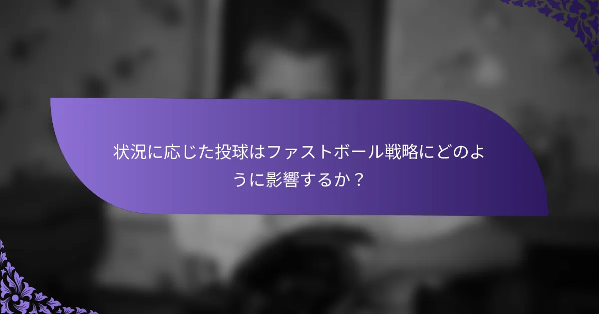 状況に応じた投球はファストボール戦略にどのように影響するか?